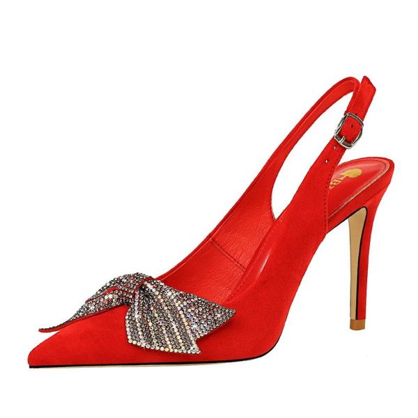 sandals style high heels velvet surface shallow mouth pointed toe strap hollow rhinestone bow single shoes banquet, Black 
sandals style high heels velvet surface shallow mouth pointed toe strap hollow rhinestone bow single shoes banquet, Black