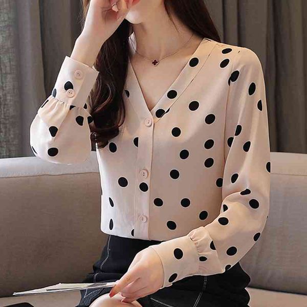 women v-neck point chiffon blouse shirts female autumn spring long sleeve dot s 937f 210420, White
women v-neck point chiffon blouse shirts female autumn spring long sleeve dot s 937f 210420, White