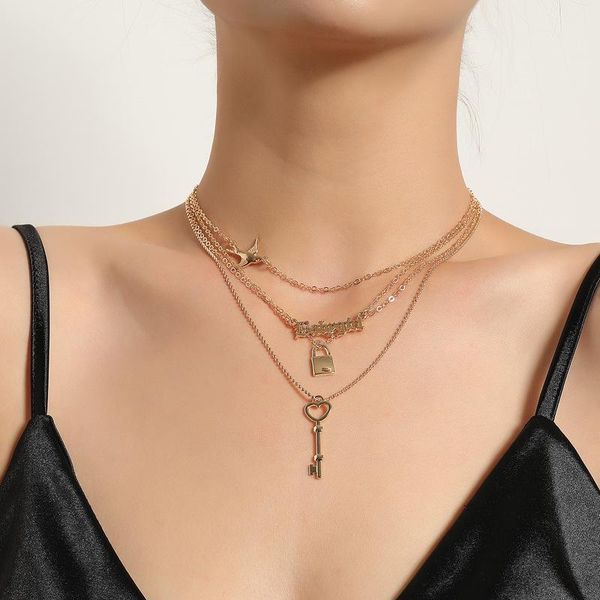 pendant necklaces vintage boho multilayer choker key lock chain necklace for women gold silver color collar party fashion jewelry gift
pendant necklaces vintage boho multilayer choker key lock chain necklace for women gold silver color collar party fashion jewelry gift