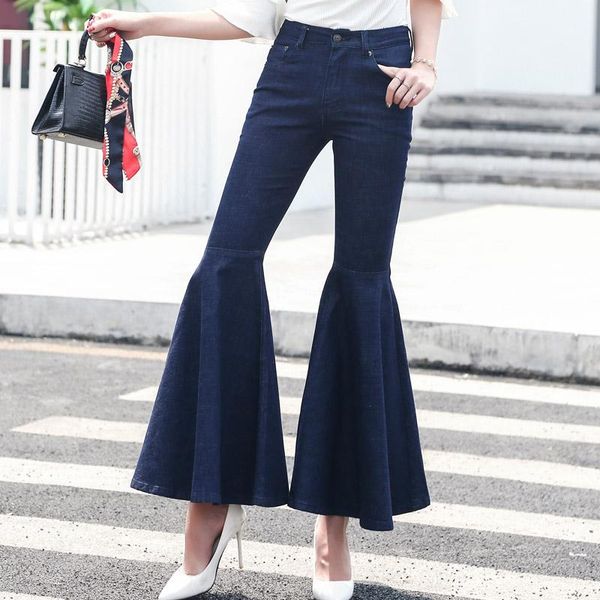 women's jeans autumn big horn female high waist blue bell bottom woman fashion flared denim trou tail wide leg trousers 9080
women's jeans autumn big horn female high waist blue bell bottom woman fashion flared denim trou tail wide leg trousers 9080