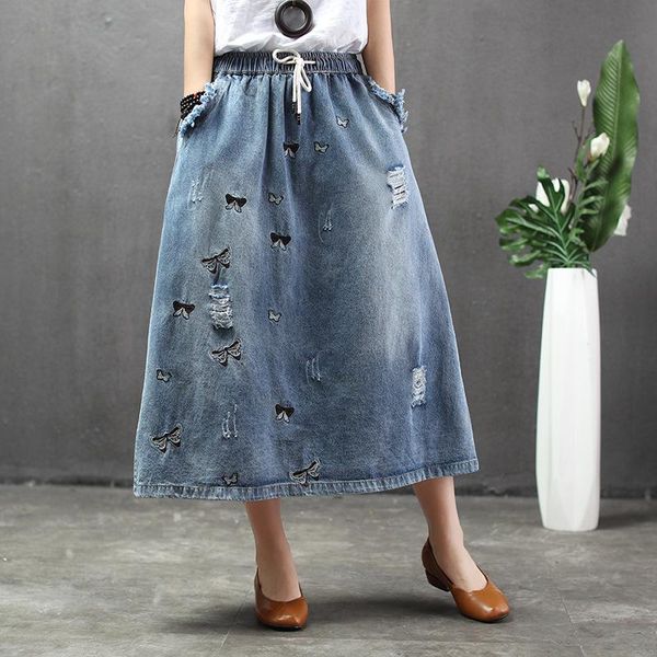 skirts nini wonderland women spring cotton denim skirt 2021 summer holes embroidery butterfly vintage elastic waist a-line, Black
skirts nini wonderland women spring cotton denim skirt 2021 summer holes embroidery butterfly vintage elastic waist a-line, Black