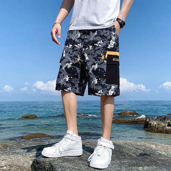 men's short pants for work clothes summer 2021 thin quick drying camouflage sports casual beach shorts, White;black
men's short pants for work clothes summer 2021 thin quick drying camouflage sports casual beach shorts, White;black