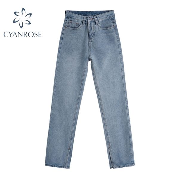 spring high waist jean blue chic pencil trousers hem split loose retro relax street straight overlength pants 210629
spring high waist jean blue chic pencil trousers hem split loose retro relax street straight overlength pants 210629