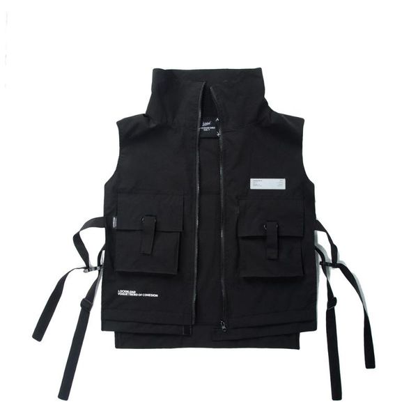 men reflective label cargo vest coat streetwear hip hop male women ribbon adjustable sleeveless jacket waistcoat outerwear men's vests, Black;white
men reflective label cargo vest coat streetwear hip hop male women ribbon adjustable sleeveless jacket waistcoat outerwear men's vests, Black;white