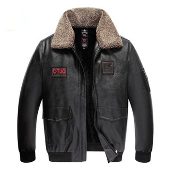 men's real leather jacket fashion slim moto bike style pilot fur coat casual wool turn-dowm fur collar genuine leather jacket 211008, Black
men's real leather jacket fashion slim moto bike style pilot fur coat casual wool turn-dowm fur collar genuine leather jacket 211008, Black