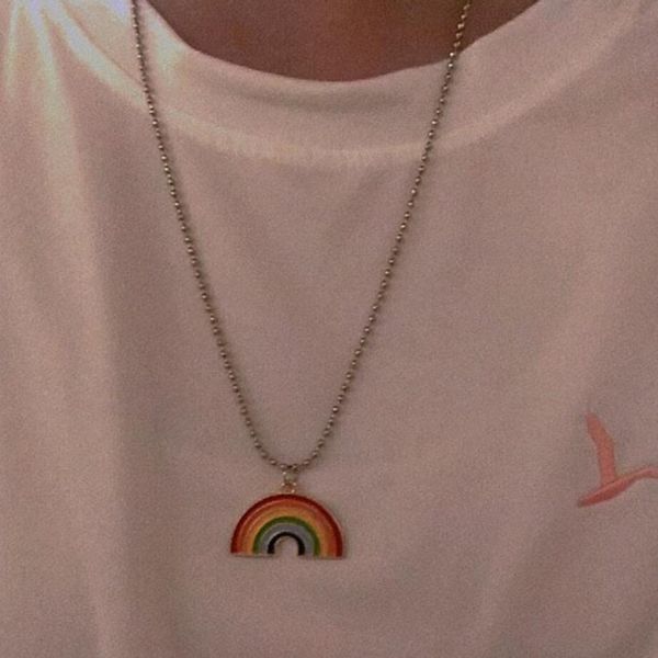 kpop cute colorful rainbow pendant stainless steel necklace long chain sweetheart for women man girl egirl aesthetic jewelry, Silver
kpop cute colorful rainbow pendant stainless steel necklace long chain sweetheart for women man girl egirl aesthetic jewelry, Silver