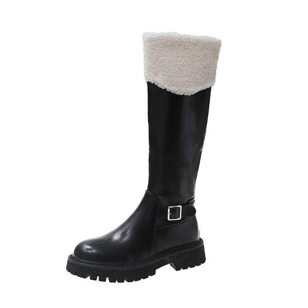 boots c95 women's fashion comfortable mouth decoration pu high tube back zipper wear resistant flat bottom, Black
boots c95 women's fashion comfortable mouth decoration pu high tube back zipper wear resistant flat bottom, Black