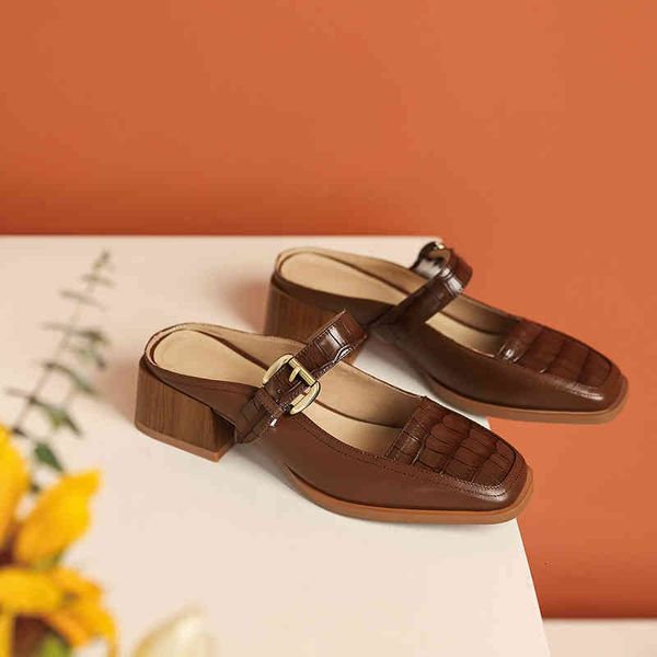 dress shoes fashion genuine leather women's shoes classic texture rock buckle sandals square heels hand-made 34-40 slippers quiq jtlx, Black
dress shoes fashion genuine leather women's shoes classic texture rock buckle sandals square heels hand-made 34-40 slippers quiq jtlx, Black