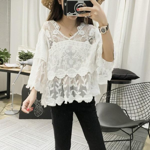 women's blouses & shirts women 2021 loose v-neck flared sleeve hollow white lace shirt top
women's blouses & shirts women 2021 loose v-neck flared sleeve hollow white lace shirt top