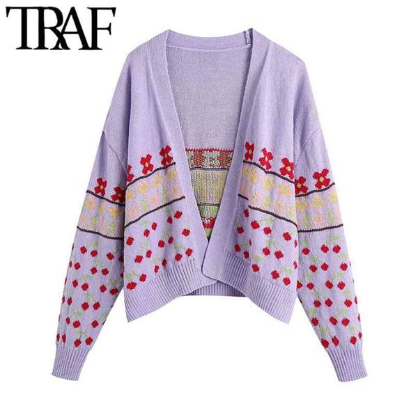 women fashion jacquard knit open cardigan sweater vintage long sleeve ribbed trims female outerwear chic 210507, White;black
women fashion jacquard knit open cardigan sweater vintage long sleeve ribbed trims female outerwear chic 210507, White;black