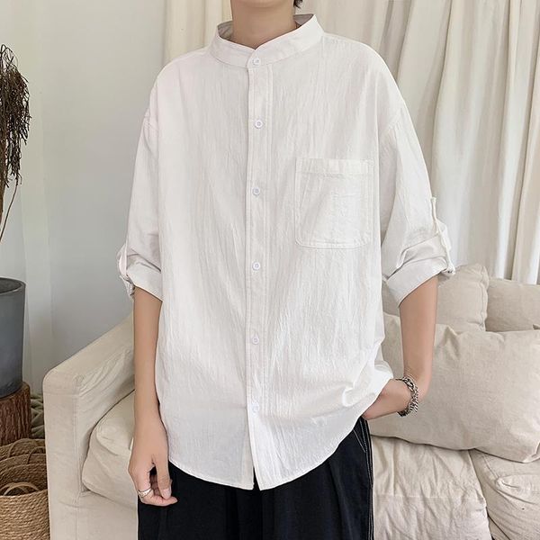 men's solid color business casual shirt korean fashion loose harajuku streetwear dark wind hip-hop three-quarter sleeve shirts, White;black
men's solid color business casual shirt korean fashion loose harajuku streetwear dark wind hip-hop three-quarter sleeve shirts, White;black