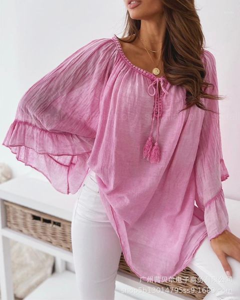 women's blouses & shirts 2021 ladies long-sleeved blouse, pink irregular trumpet sleeve lace chiffon blouse, White
women's blouses & shirts 2021 ladies long-sleeved blouse, pink irregular trumpet sleeve lace chiffon blouse, White