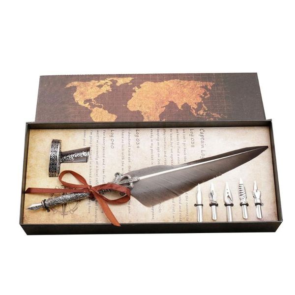 1set english calligraphy feather dip pen writing ink set stationery gift box with 5 nib wedding quill fountain pens
1set english calligraphy feather dip pen writing ink set stationery gift box with 5 nib wedding quill fountain pens