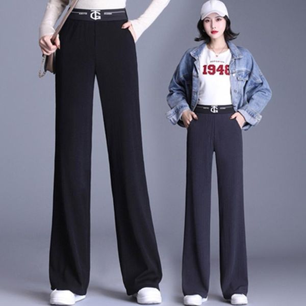wide-leg trousers for women high waist slim straight leg 2021 autumn casual floor length women's pants & capris, Black;white
wide-leg trousers for women high waist slim straight leg 2021 autumn casual floor length women's pants & capris, Black;white