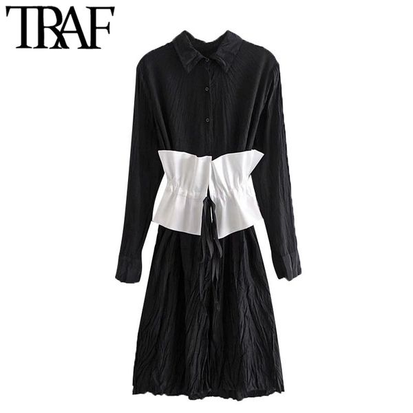 traf women chic fashion with sashes pleated midi shirt dress vintage long sleeve side vents female dresses vestidos 210415, Black;gray
traf women chic fashion with sashes pleated midi shirt dress vintage long sleeve side vents female dresses vestidos 210415, Black;gray