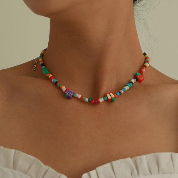 chains 2021 korea lovely fruit elements colorful beaded charm statement short choker necklace for women vacation jewelry, Silver
chains 2021 korea lovely fruit elements colorful beaded charm statement short choker necklace for women vacation jewelry, Silver