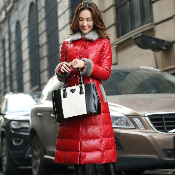 women's leather & faux fur coat female winter clothes women down real sheepskin jacket with mink collar abrigo+mujer 16830 lxr106, Black
women's leather & faux fur coat female winter clothes women down real sheepskin jacket with mink collar abrigo+mujer 16830 lxr106, Black