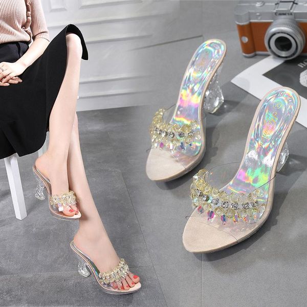 thick heel sandals women summer 2021 crystal transparent high heels glass rhinestone slippers, Black
thick heel sandals women summer 2021 crystal transparent high heels glass rhinestone slippers, Black