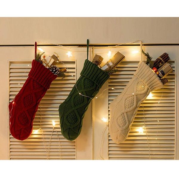 christmas decorations 3pcs 37cm knitted stockings rustic decorative gift candy bag(purplish-red, green, white)
christmas decorations 3pcs 37cm knitted stockings rustic decorative gift candy bag(purplish-red, green, white)
