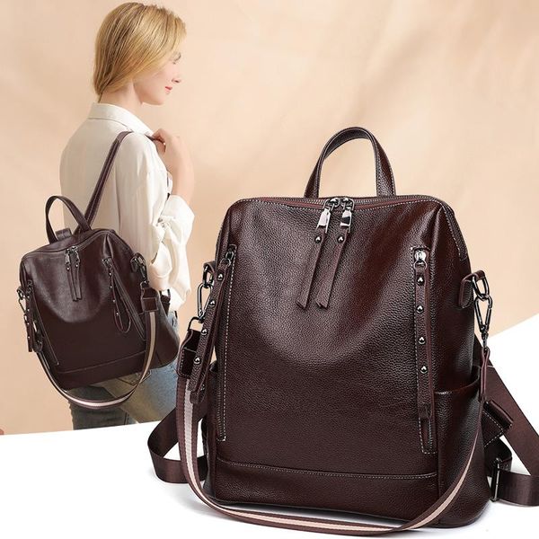 backpack women 2021 easy to take anti-theft lychee pattern soft leather school bag large capacity travel
backpack women 2021 easy to take anti-theft lychee pattern soft leather school bag large capacity travel