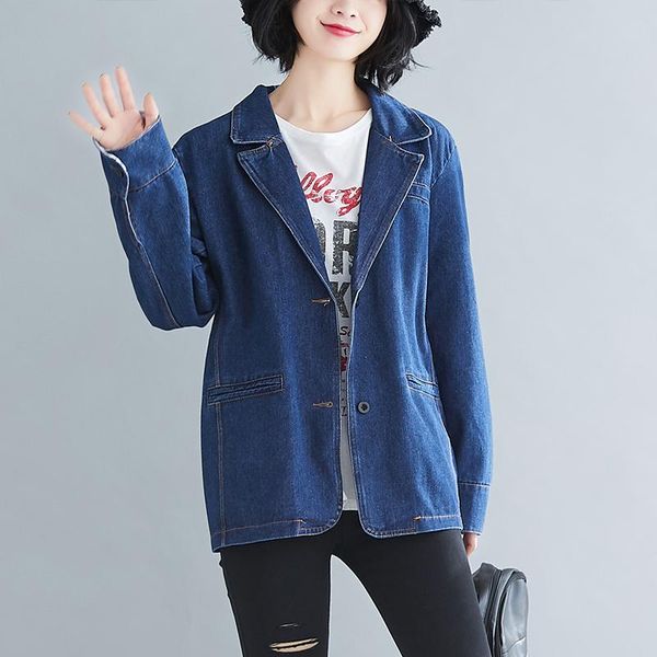 women's jackets casual loose wide-waist large size denim coat women fashion notched single breasted all-match long sleeve blue jacket, Black;brown
women's jackets casual loose wide-waist large size denim coat women fashion notched single breasted all-match long sleeve blue jacket, Black;brown