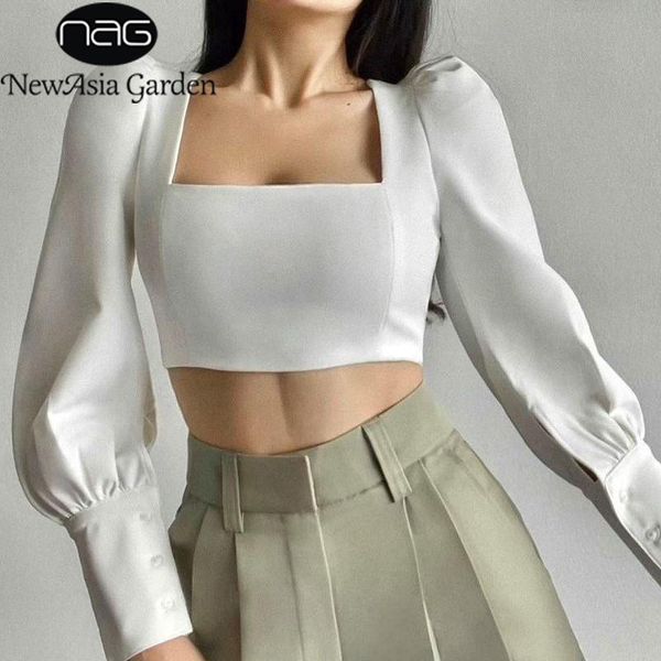 newasia white shirt puff sleeve backless square neck tie up zipper solid color buttons crop women casual party blouses 210413
newasia white shirt puff sleeve backless square neck tie up zipper solid color buttons crop women casual party blouses 210413