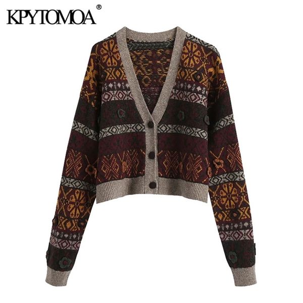 women fashion jacquard cropped knitted cardigan sweater v neck long sleeve female outerwear chic 210420, White;black
women fashion jacquard cropped knitted cardigan sweater v neck long sleeve female outerwear chic 210420, White;black