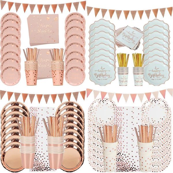 disposable dinnerware rose gold birthday tableware set decorations girl party decoration paper napkin cup plate supplies
disposable dinnerware rose gold birthday tableware set decorations girl party decoration paper napkin cup plate supplies