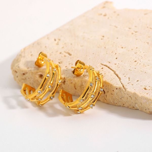 fashion ins red blogger's same earrings three-layer zircon c-ring stainless steel minority women's, Golden
fashion ins red blogger's same earrings three-layer zircon c-ring stainless steel minority women's, Golden