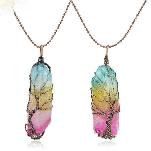 classic multi colors natural irregular crystal pendant necklace jewelry with copper wire bound necklaces, Silver
classic multi colors natural irregular crystal pendant necklace jewelry with copper wire bound necklaces, Silver