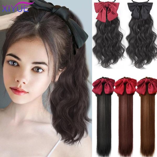 synthetic wigs xiyue long wavy wrap around clip in ponytail hair heat resistant natural wave with bow pony tail fake, Black
synthetic wigs xiyue long wavy wrap around clip in ponytail hair heat resistant natural wave with bow pony tail fake, Black