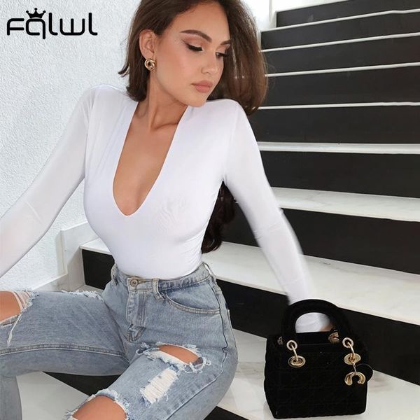 women's jumpsuits & rompers fqlwl deep v neck long sleeve bodycon white balck bodysuit women solid one piece outfit female romper 2021, Black;white
women's jumpsuits & rompers fqlwl deep v neck long sleeve bodycon white balck bodysuit women solid one piece outfit female romper 2021, Black;white