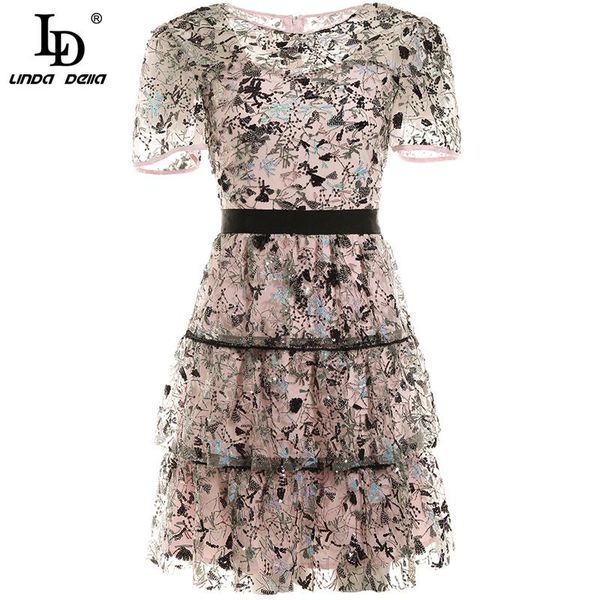 casual dresses ld linda della fashion designer summer mesh dress women short sleeve sequin embroidered high waist lace cake midi ladies, Black;gray
casual dresses ld linda della fashion designer summer mesh dress women short sleeve sequin embroidered high waist lace cake midi ladies, Black;gray