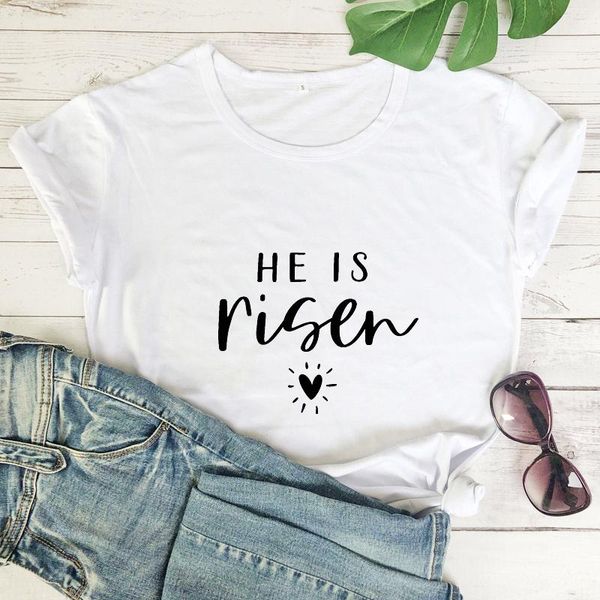 women's t-shirt he is risen 100% cotton cute women short sleeve jesus christian easter tee shirt top, White
women's t-shirt he is risen 100% cotton cute women short sleeve jesus christian easter tee shirt top, White