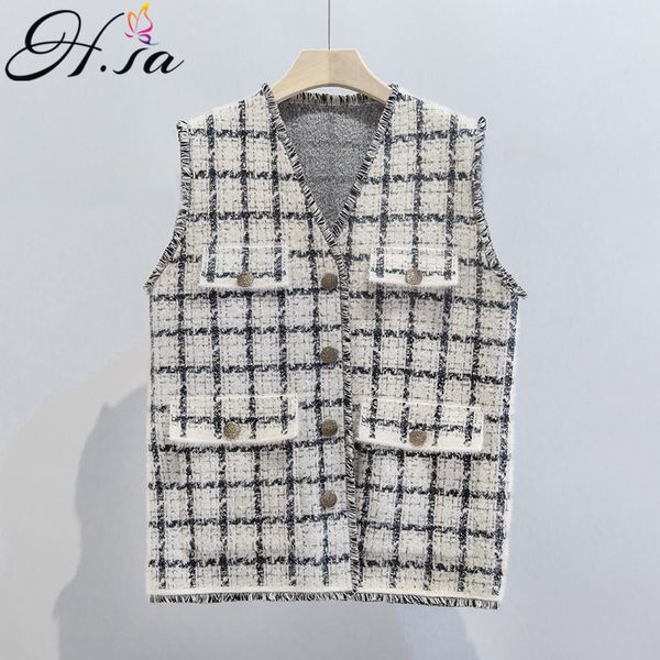 h.sa women sweater vest fashion plaid chic capes winter sweaters tassel sequin knit loose out woman clothes 210417, White;black
h.sa women sweater vest fashion plaid chic capes winter sweaters tassel sequin knit loose out woman clothes 210417, White;black