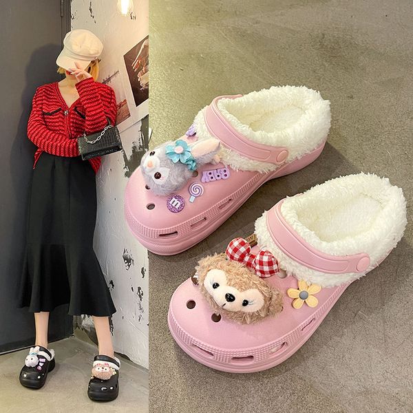 new autumn and winter thick bottomed hole slippers women's korean version plush cartoon muffin bottomed beach shoes home slippers women, Black
new autumn and winter thick bottomed hole slippers women's korean version plush cartoon muffin bottomed beach shoes home slippers women, Black