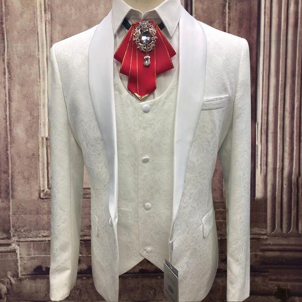 men's suits & blazers arrivals three piece set jacquard fabric costume homme white pants silm fit wedding dress shawl lapel prom men su, White;black
men's suits & blazers arrivals three piece set jacquard fabric costume homme white pants silm fit wedding dress shawl lapel prom men su, White;black