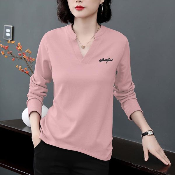 women's t-shirt korean style v-neck long-sleeved shirt for women gift mother autumn ac889, White
women's t-shirt korean style v-neck long-sleeved shirt for women gift mother autumn ac889, White