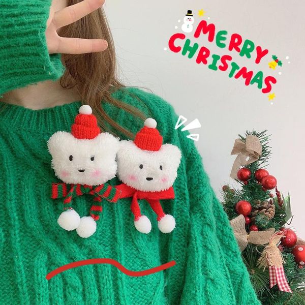pins, brooches 2021 korea fashion santa bear brooch handbag decorations cute plush temperament jewelry wholesale cartoon, Gray