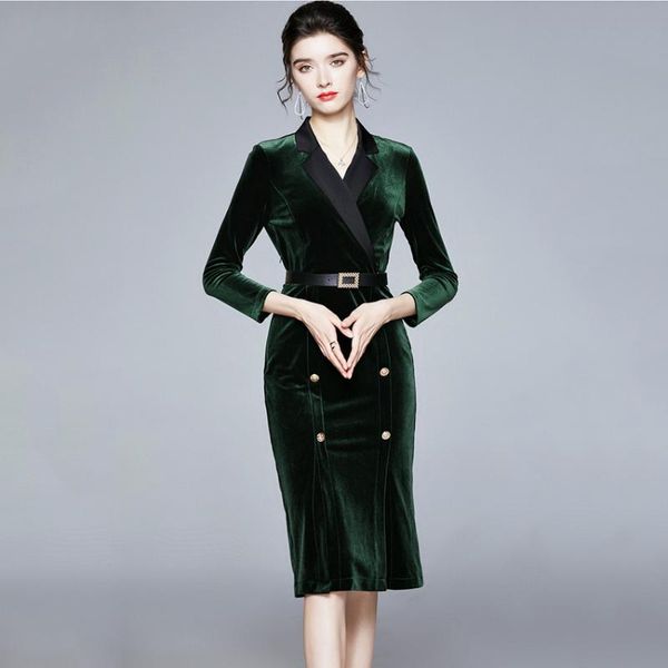casual dresses winter velvet dress 2021 women notch neck double breasted slim bodycon lady office vintage robe femme, Black;gray
casual dresses winter velvet dress 2021 women notch neck double breasted slim bodycon lady office vintage robe femme, Black;gray