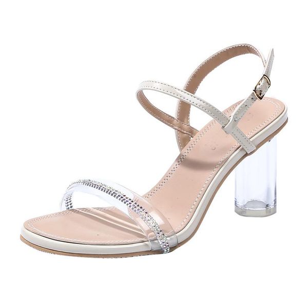 women high-heeled sandals 34-43 crystal shoes summer words with transparent thick heel fairy, Black
women high-heeled sandals 34-43 crystal shoes summer words with transparent thick heel fairy, Black