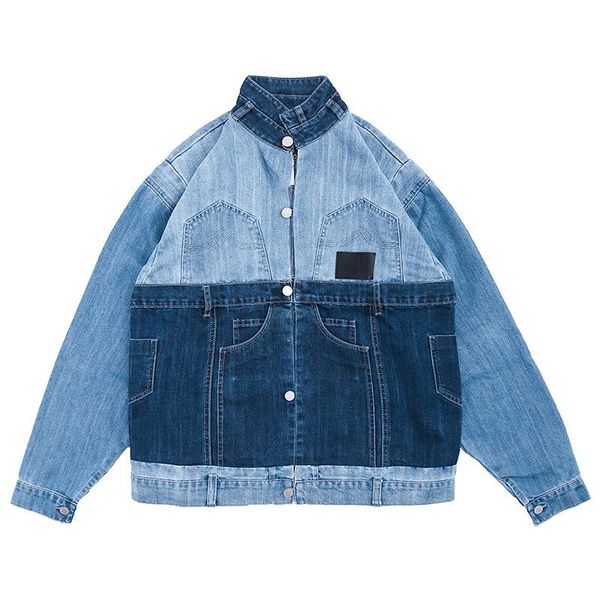 high street irregular color matching jacket trendy wash denim loose multi pocket men's jackets, Black;brown
high street irregular color matching jacket trendy wash denim loose multi pocket men's jackets, Black;brown