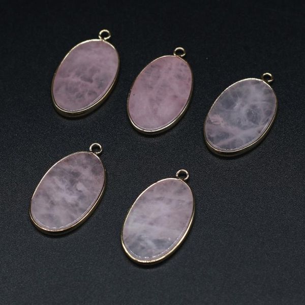 charms 2021 selling natural stone pendant pink crystal oval fashion for making diy necklace accessories size 20x35mm, Bronze;silver 
charms 2021 selling natural stone pendant pink crystal oval fashion for making diy necklace accessories size 20x35mm, Bronze;silver
