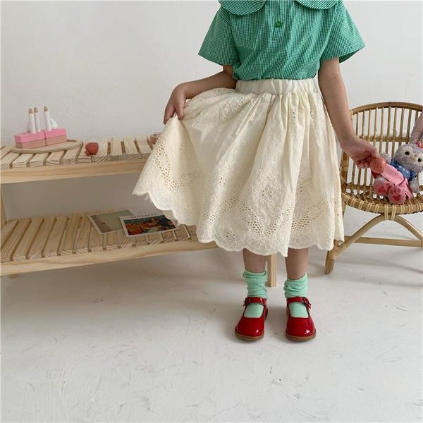 korean girls embroidered lace skirt 2021 summer cotton hollow out pleated long baby pure color skirts, Blue
korean girls embroidered lace skirt 2021 summer cotton hollow out pleated long baby pure color skirts, Blue