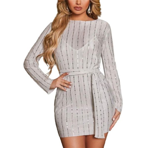 lady's sequins stripe one-piece dress, round neck long sleeve lace-up slim elastic package hip skirt, daily life summer casual dresses, Black;gray
lady's sequins stripe one-piece dress, round neck long sleeve lace-up slim elastic package hip skirt, daily life summer casual dresses, Black;gray