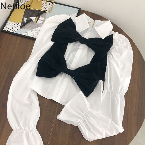 neploe chic velvet bow shirts korean spring temperament blouses women turn-down collar puff sleeve short white blouse 4h315 210422
neploe chic velvet bow shirts korean spring temperament blouses women turn-down collar puff sleeve short white blouse 4h315 210422