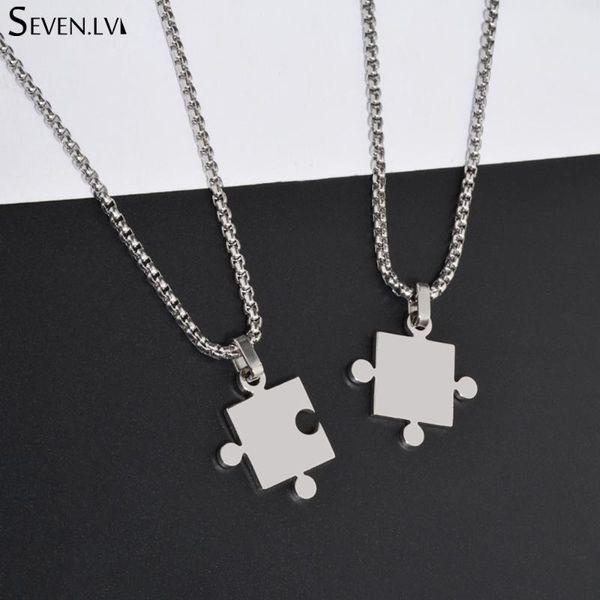 puzzle pendant necklaces couples jewelry titanium steel box chain hip-hop necklace lover valentine gift wholesale for women men, Silver
puzzle pendant necklaces couples jewelry titanium steel box chain hip-hop necklace lover valentine gift wholesale for women men, Silver
