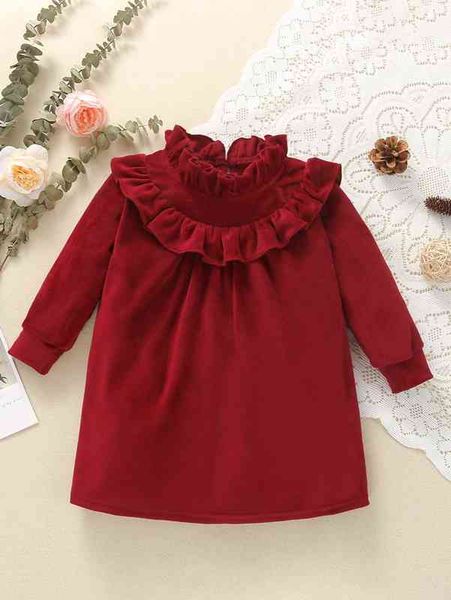 baby solid velvet ruffle neck dress she, Red;yellow
baby solid velvet ruffle neck dress she, Red;yellow