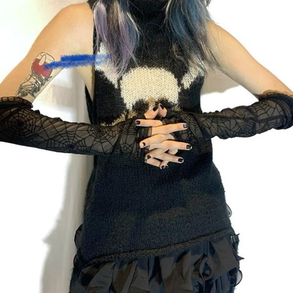 five fingers gloves rock party hip-hop transparent punk mitten 2021 cool halloween mesh fingerless cuff cobweb lace gothic women black print, Blue;gray
five fingers gloves rock party hip-hop transparent punk mitten 2021 cool halloween mesh fingerless cuff cobweb lace gothic women black print, Blue;gray