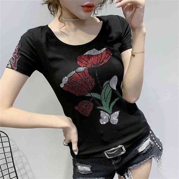 summer fashion korean clothes t-shirt lotus diamonds cotton women ropa mujer short sleeve back tees new t04512 210401, White
summer fashion korean clothes t-shirt lotus diamonds cotton women ropa mujer short sleeve back tees new t04512 210401, White